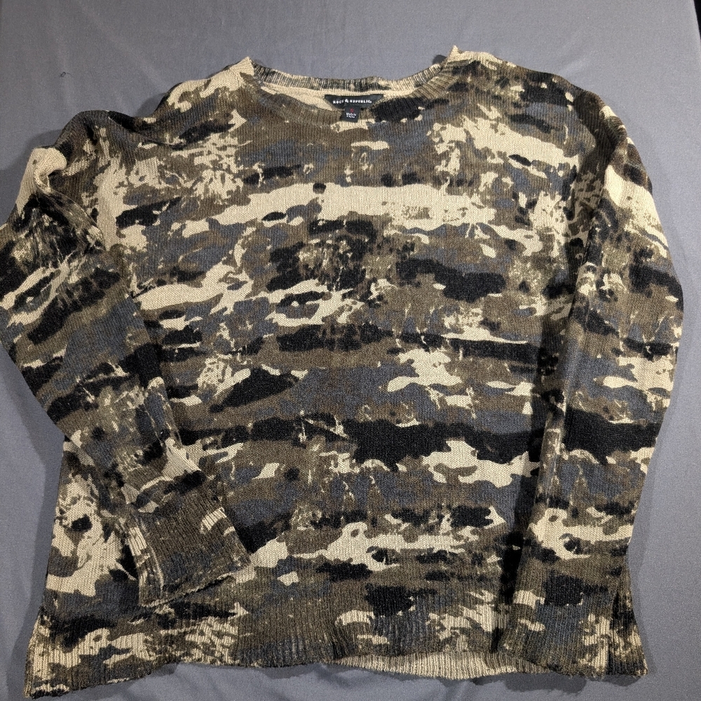 Rock & Republic Woman's Camouflage Crewneck Sweater